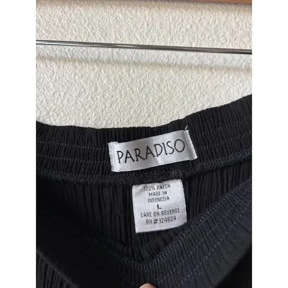 VTG Paradiso Tropical Black & White Skirt Women's Large Floral Vacation Boho - Picture 4 of 4